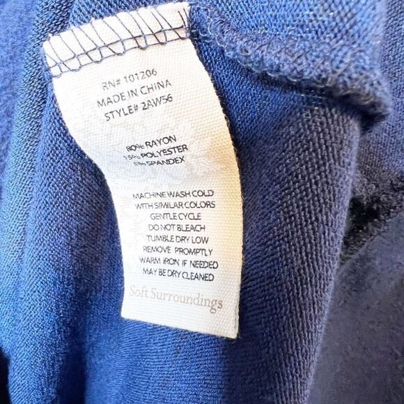 Soft Surroundings Easy Living Blue Fuzzy V Neck Long Sleeve Sweater Dress Size S - Picture 7 of 8